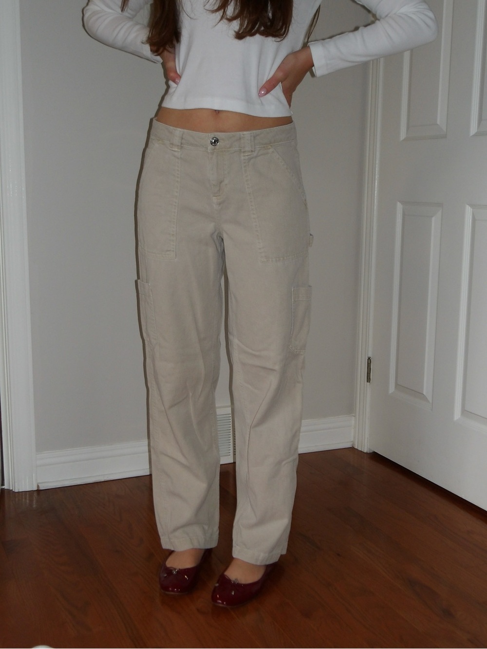 Garage Light Beige Women's Boyfriend Cargo Jeans - Picture 2 of 3